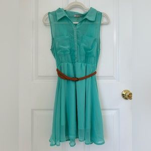Freebird Turquoise Collard and Buttoned Dress